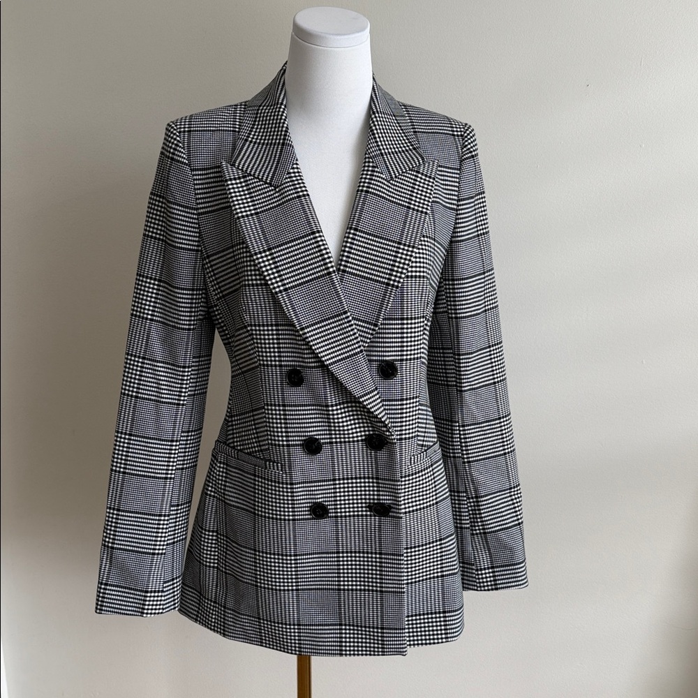Express Black and White Plaid Blazer